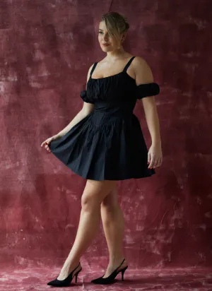 'Harper' Black Fuller Bust Mini Cotton Sundress