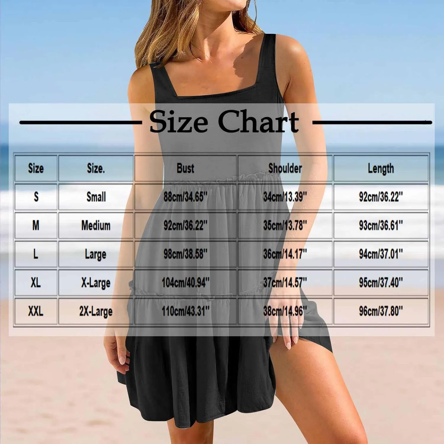 HGps8w Womens 2025 Summer Square Neck Tank Dresses, A-Line Casual Sleeveless Ruffle Tiered Loose Swing Mini Dress
