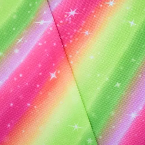 Hot Pink/Lime/Yellow Stripe Galaxy Digital Printed Bullet Knit Fabric