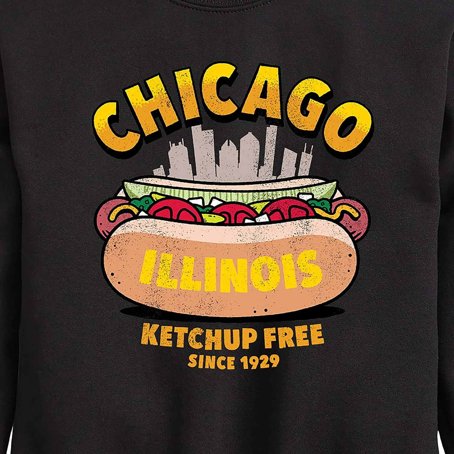 Instant Message - Chicago Hot Dog Skyline - Toddler & Youth Crewneck Fleece Sweatshirt