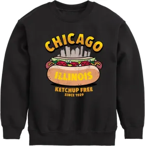 Instant Message - Chicago Hot Dog Skyline - Toddler & Youth Crewneck Fleece Sweatshirt