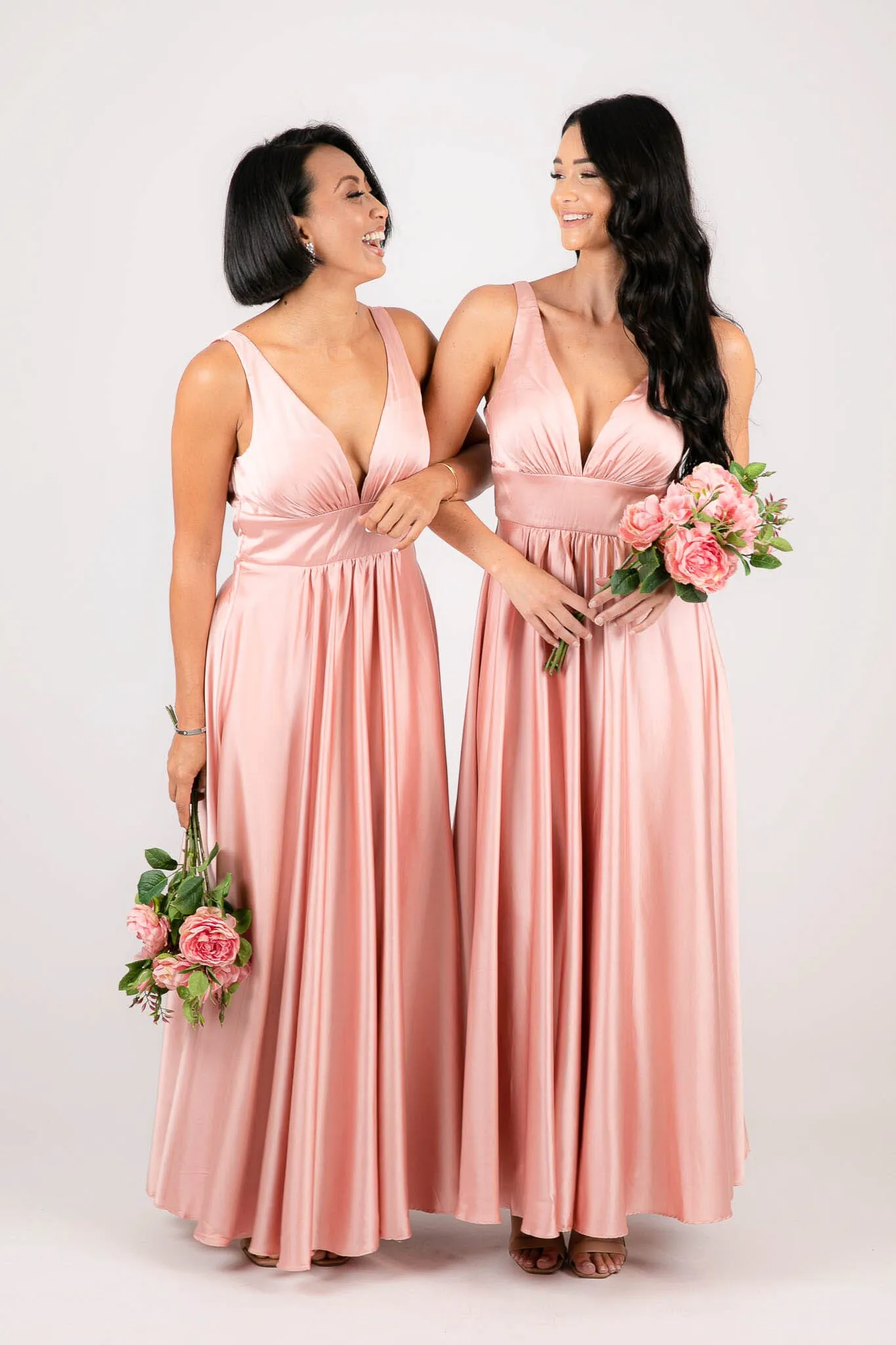 ISABEL A-Line Satin Maxi Dress - Pink