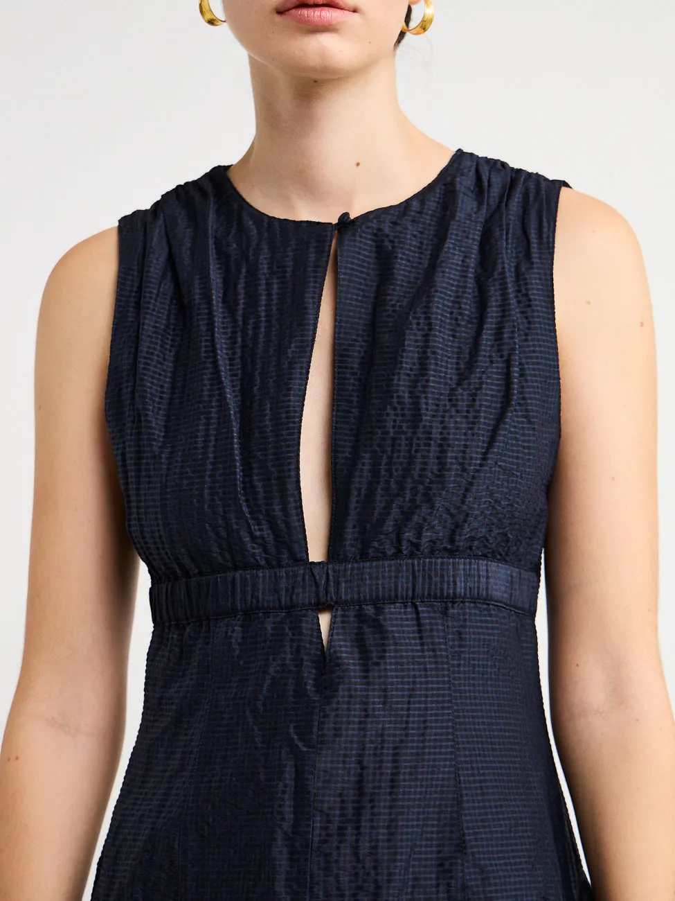 Joslin Loren Silk Linen Maxi Dress in Black Indigo
