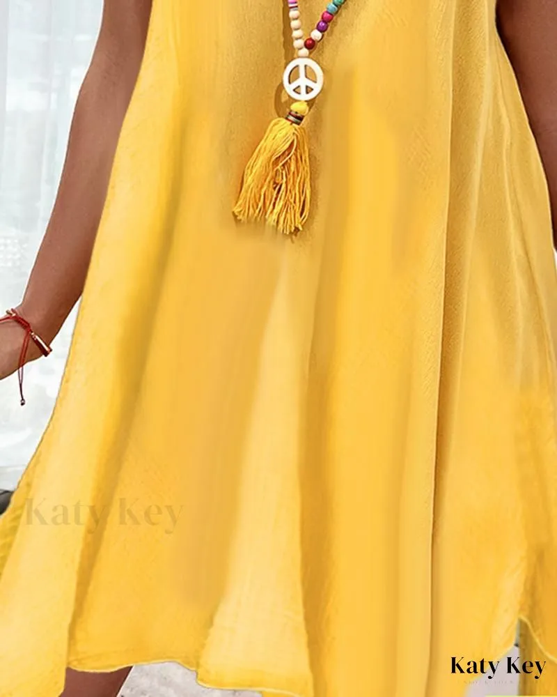 KatyKey - Chic and Stylish Flutter Sleeveless Casual Dress