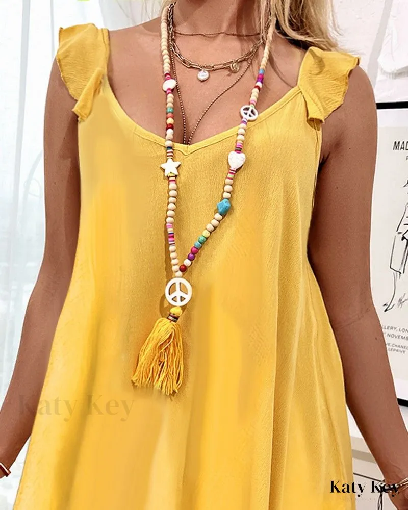 KatyKey - Chic and Stylish Flutter Sleeveless Casual Dress