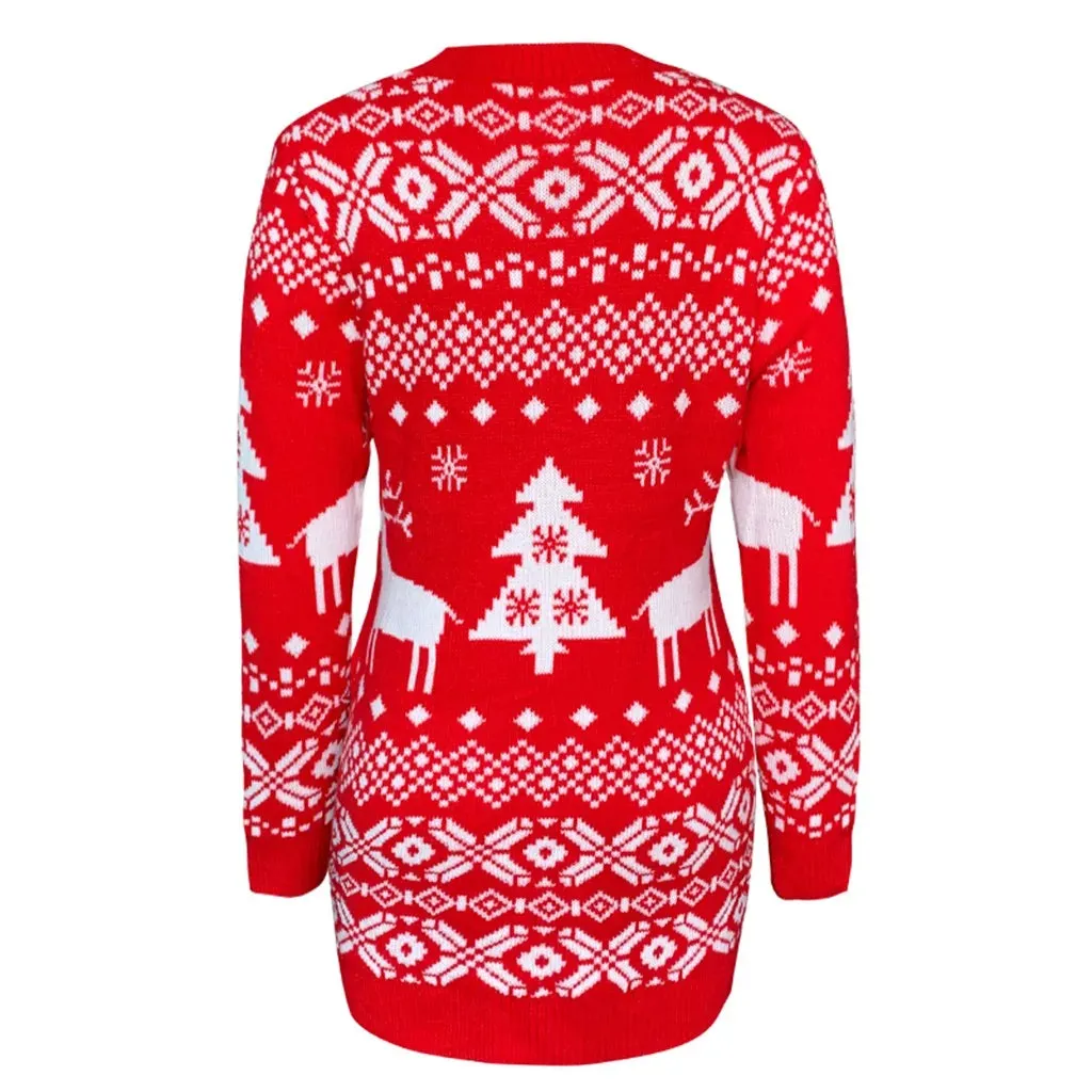 Knitted Women's Christmas Sweater Dress Elegant Thicken And Warm