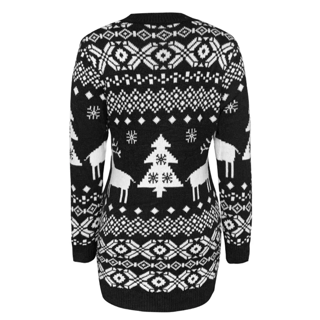 Knitted Women's Christmas Sweater Dress Elegant Thicken And Warm