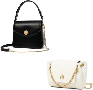 LA FESTIN Leather Satchel Purse for Women Crossbody Bags Shoulder Purse Square Handbag with Adjustable Strap