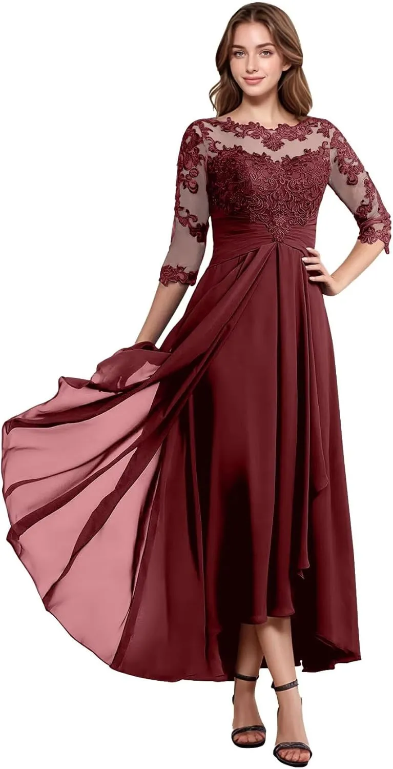 Lace Appliques Mother of The Bride Dresses A Line Chiffon Formal Dresses Evening Gown