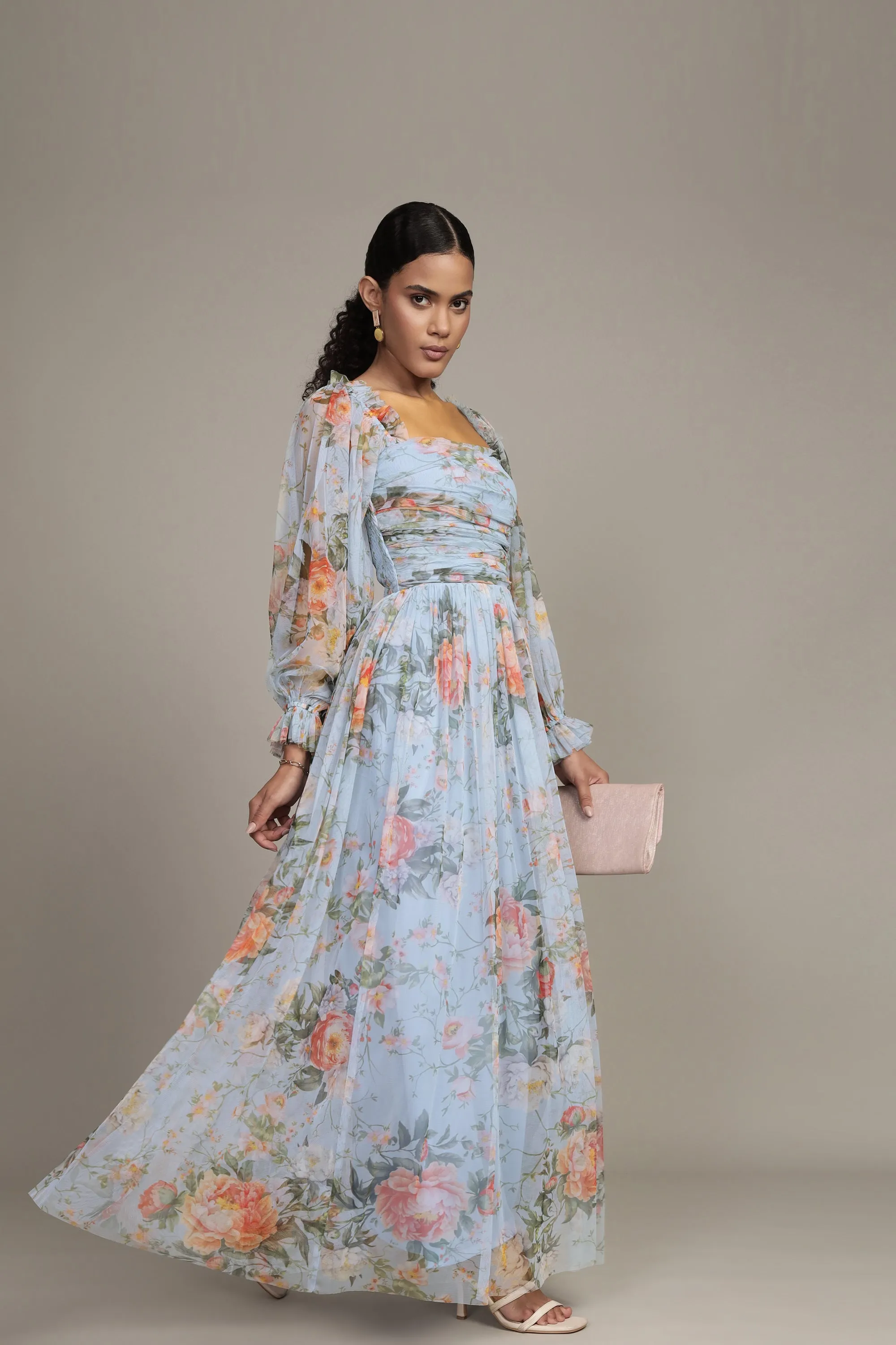 Lana Maxi Dress Blue Floral Print