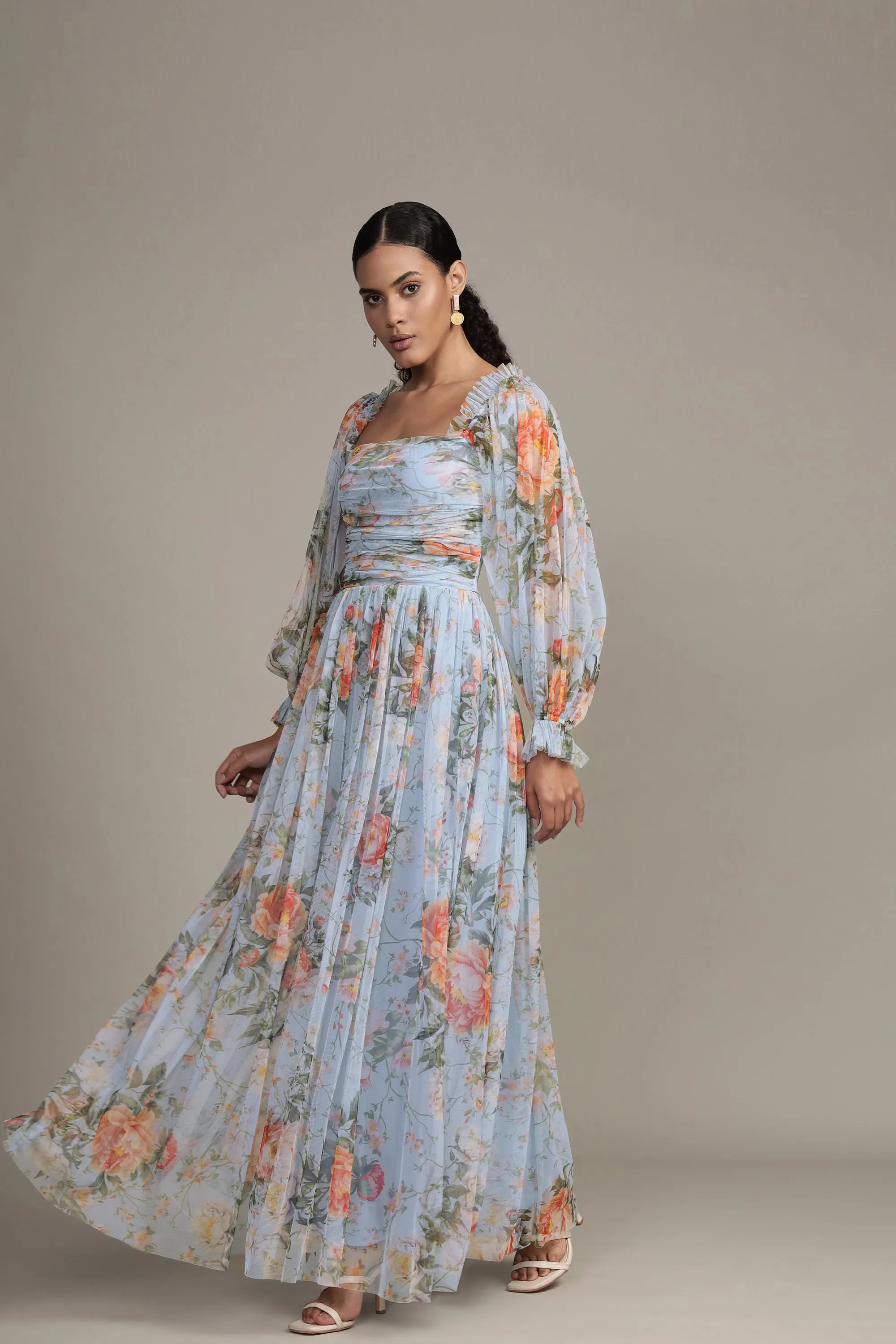 Lana Maxi Dress Blue Floral Print