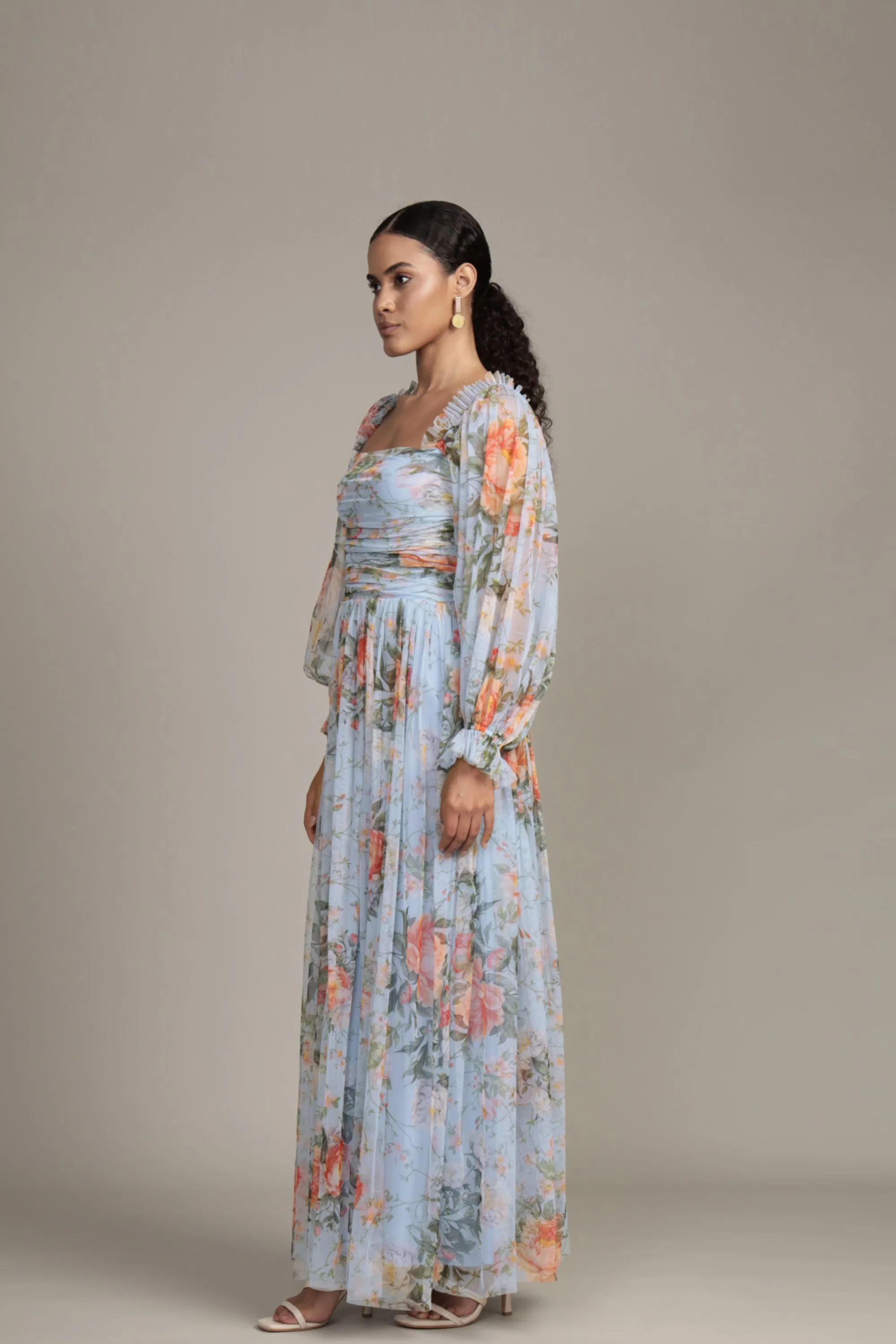 Lana Maxi Dress Blue Floral Print