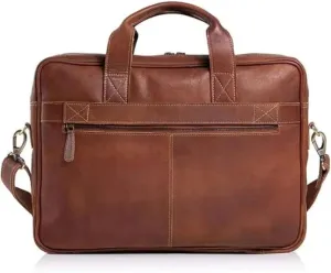 Leather Laptop Messenger Bag, Crossbody Briefcase for Men, Travel Shoulder Bag Laptop Office Bag For Men