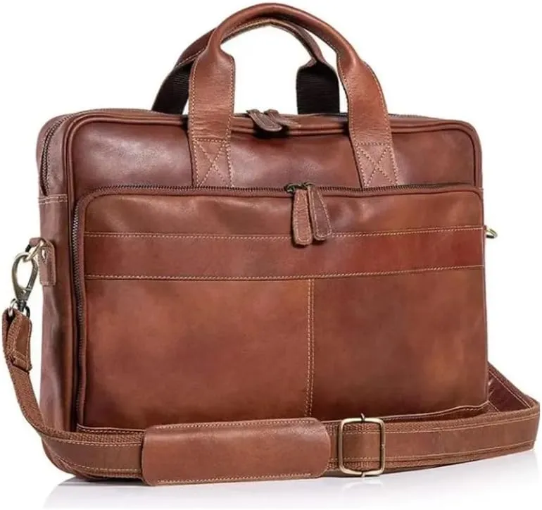 Leather Laptop Messenger Bag, Crossbody Briefcase for Men, Travel Shoulder Bag Laptop Office Bag For Men