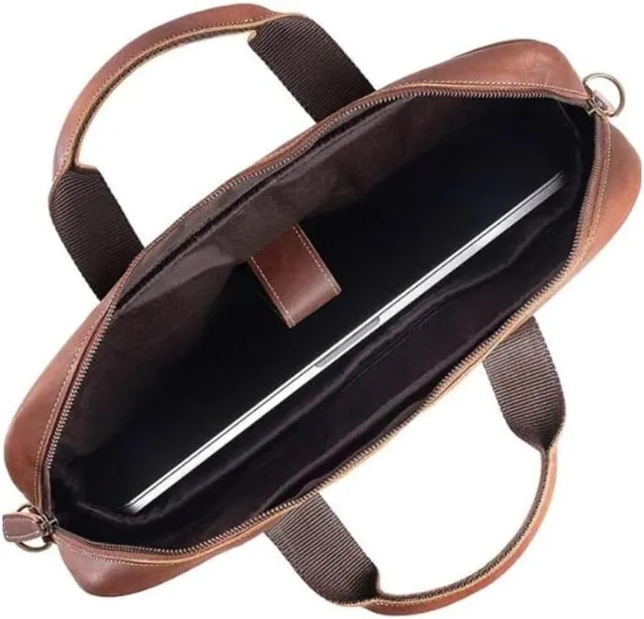 Leather Laptop Messenger Bag, Crossbody Briefcase for Men, Travel Shoulder Bag Laptop Office Bag For Men