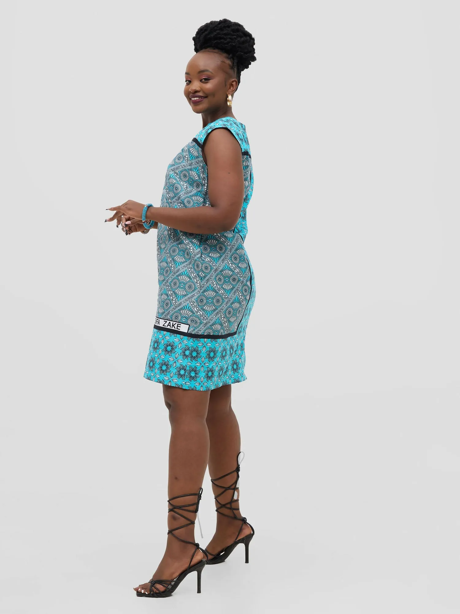 Leso Shift Dress - Blue flower