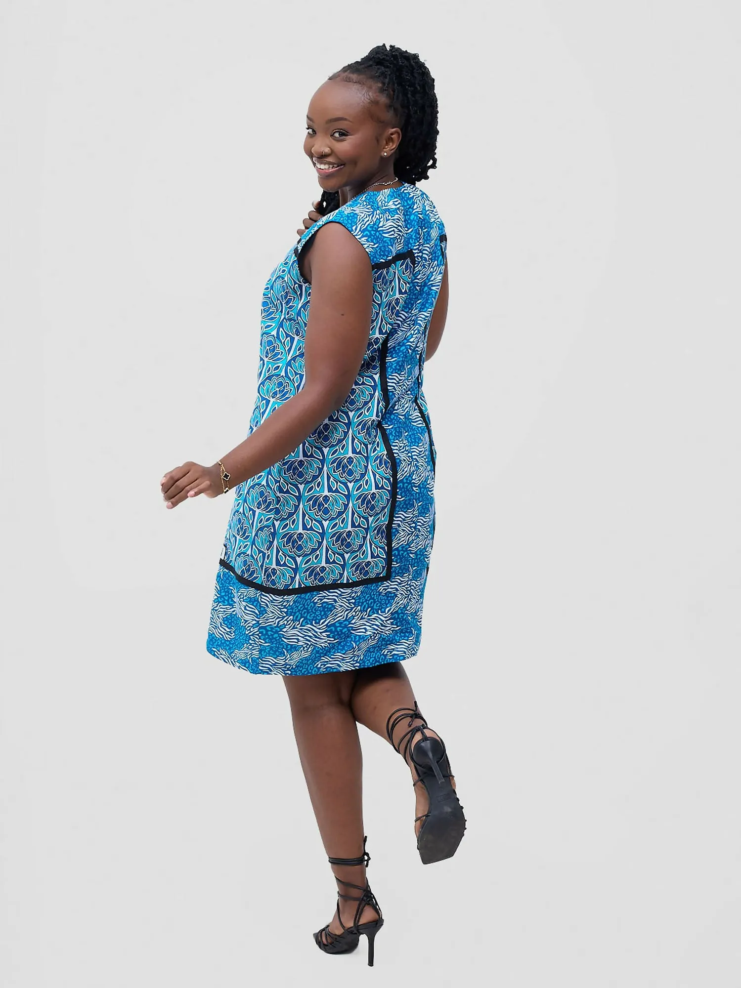 Leso Shift Dress - Blue Lilly