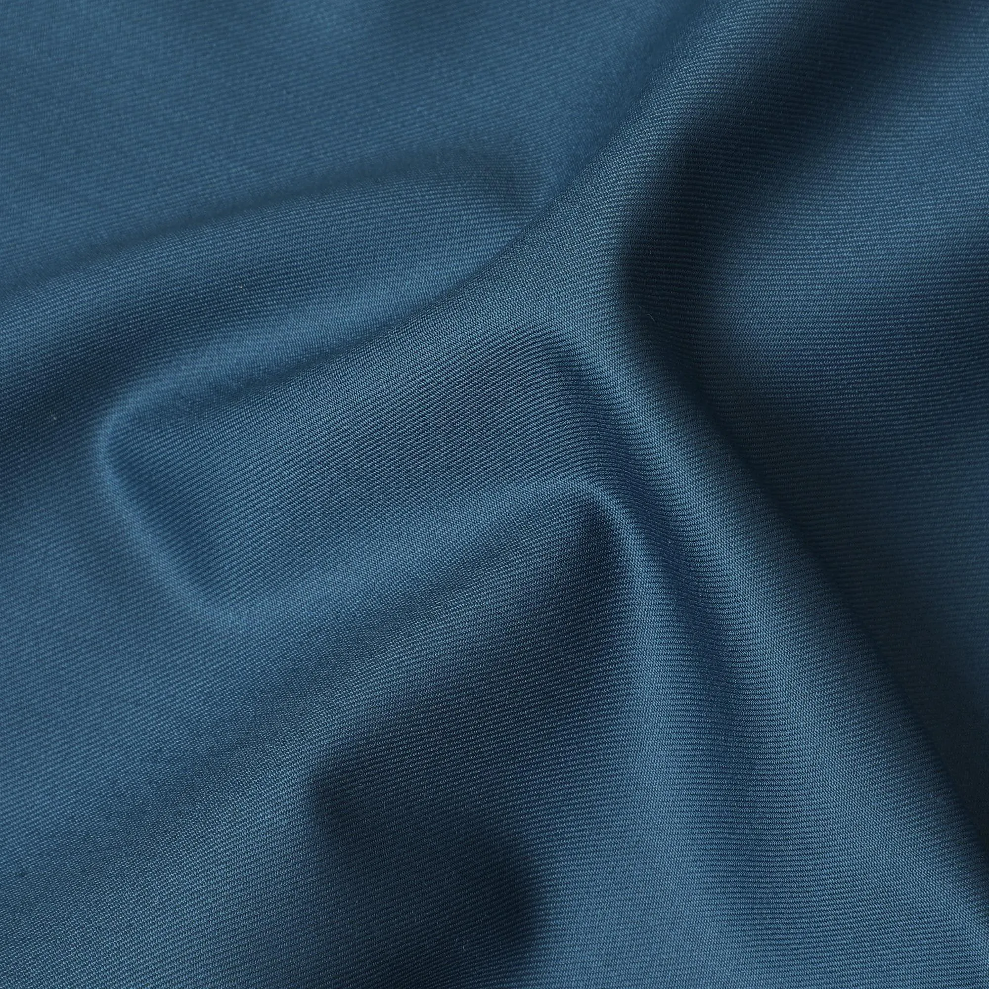 Light petrol blue plain super 140's blended wool suiting fabric-D-10928