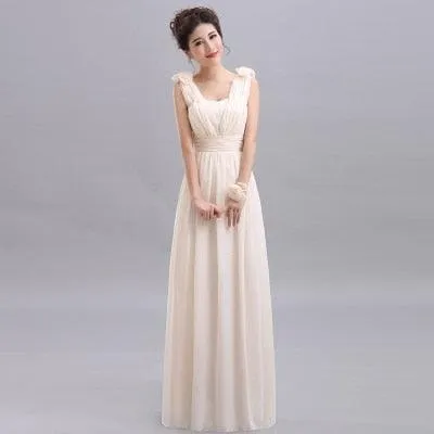Long Chiffon Blush Pink Bridesmaid Dresses
