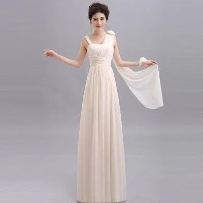 Long Chiffon Blush Pink Bridesmaid Dresses