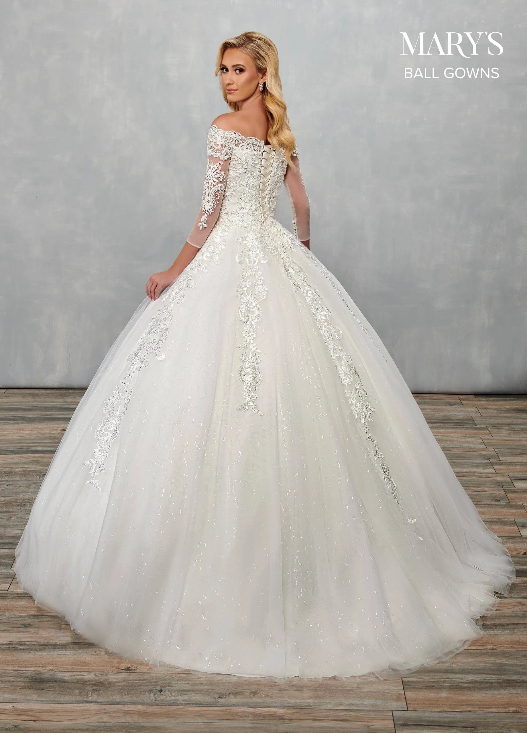 Long Sleeve Wedding Ball Gown by Mary's Bridal MB6072
