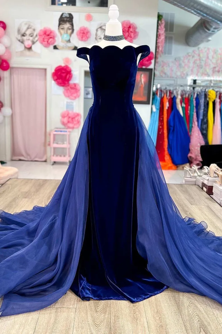 Luolandi Mermaid Velvet Off The Shoulder Pageant Prom Dress Evening Dresses
