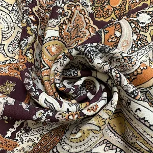 Maroon Paisley Print Poly Georgette Fabric