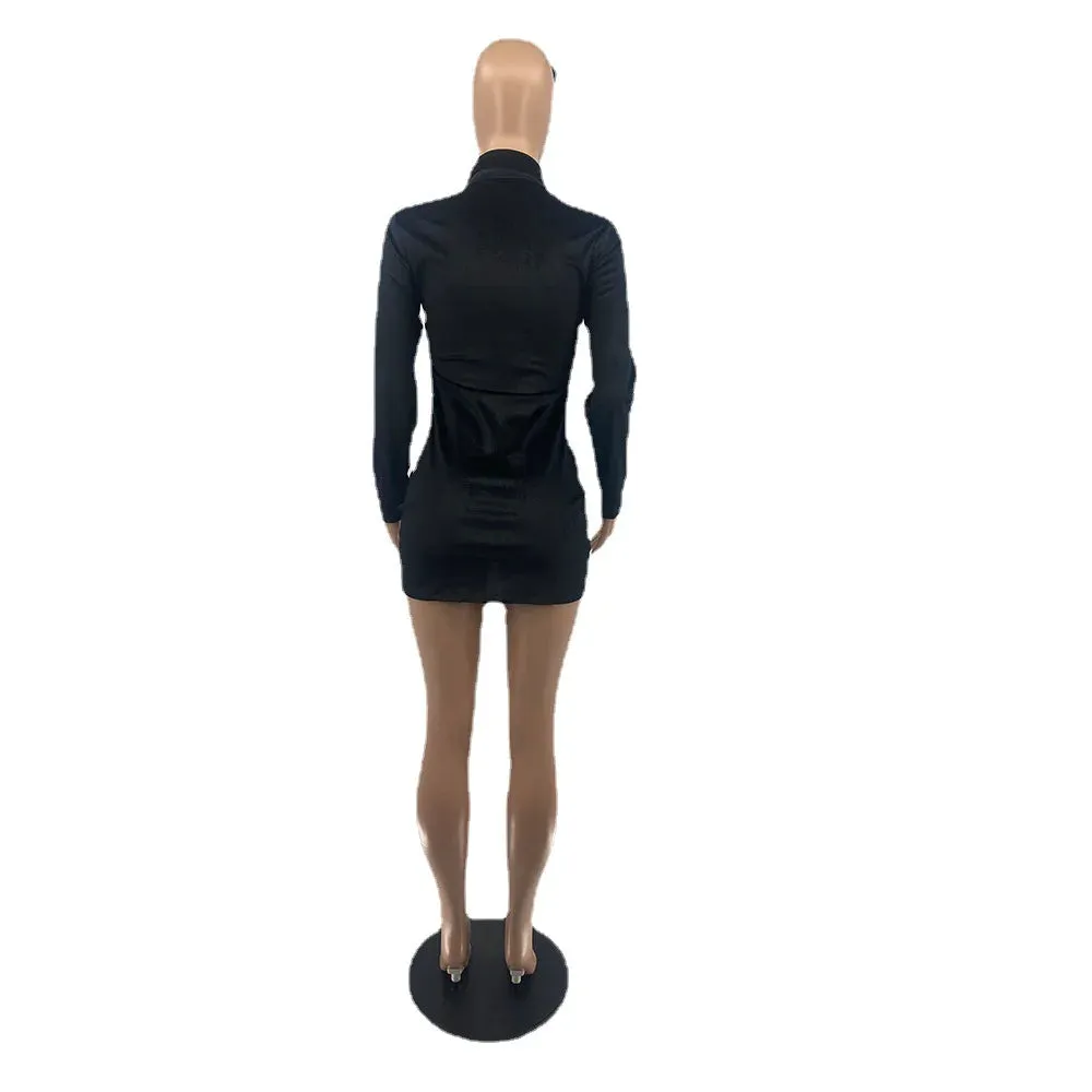 MB FASHION Velvet Long Sleeve Bodycon Mini Dress with Ruched Detail 6002R