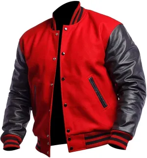 Mens College Baseball Bomber Jacket - Varsity Jacket Men | Leather Letterman Jacket Men