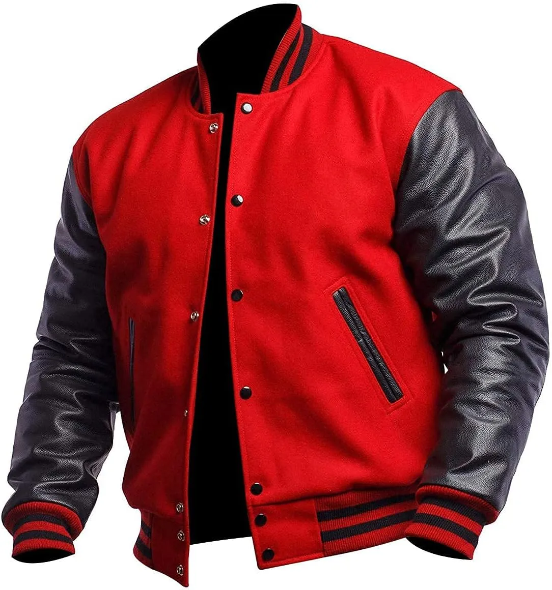 Mens College Baseball Bomber Jacket - Varsity Jacket Men | Leather Letterman Jacket Men