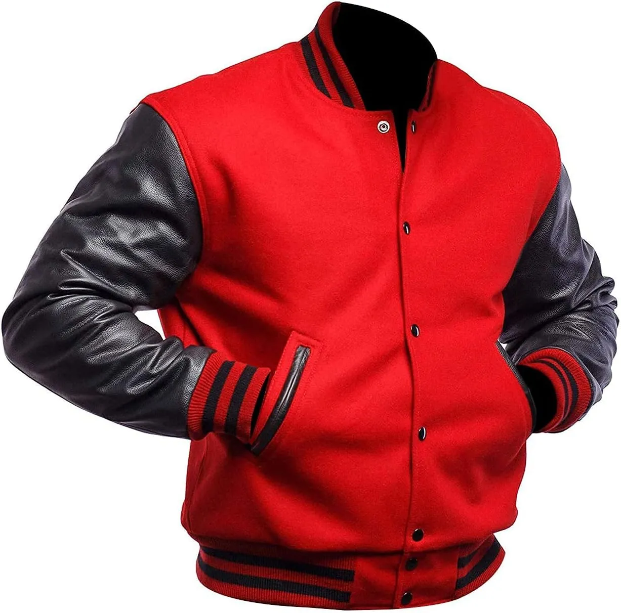 Mens College Baseball Bomber Jacket - Varsity Jacket Men | Leather Letterman Jacket Men