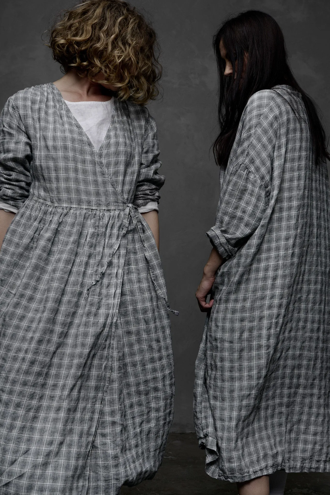 Metta - Amelie Wrap Dress - Textured Linen Check