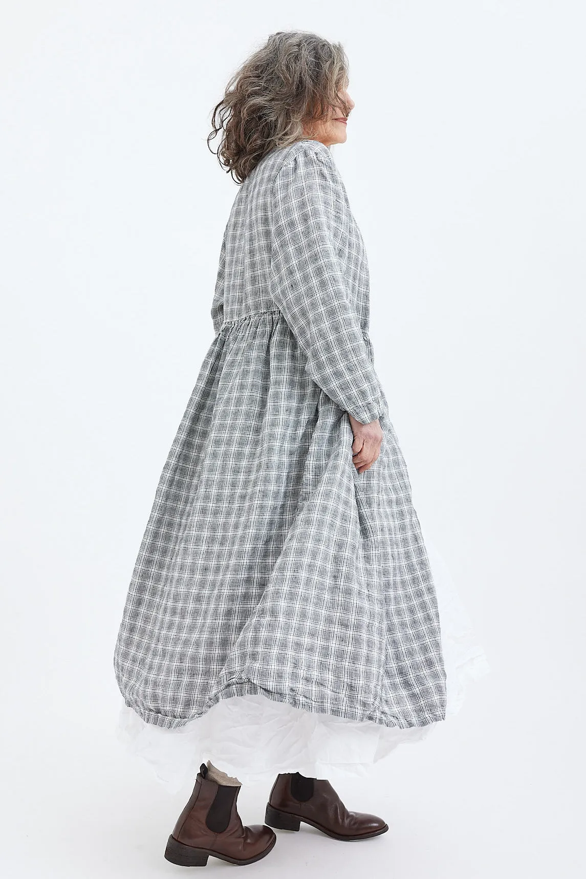 Metta - Amelie Wrap Dress - Textured Linen Check