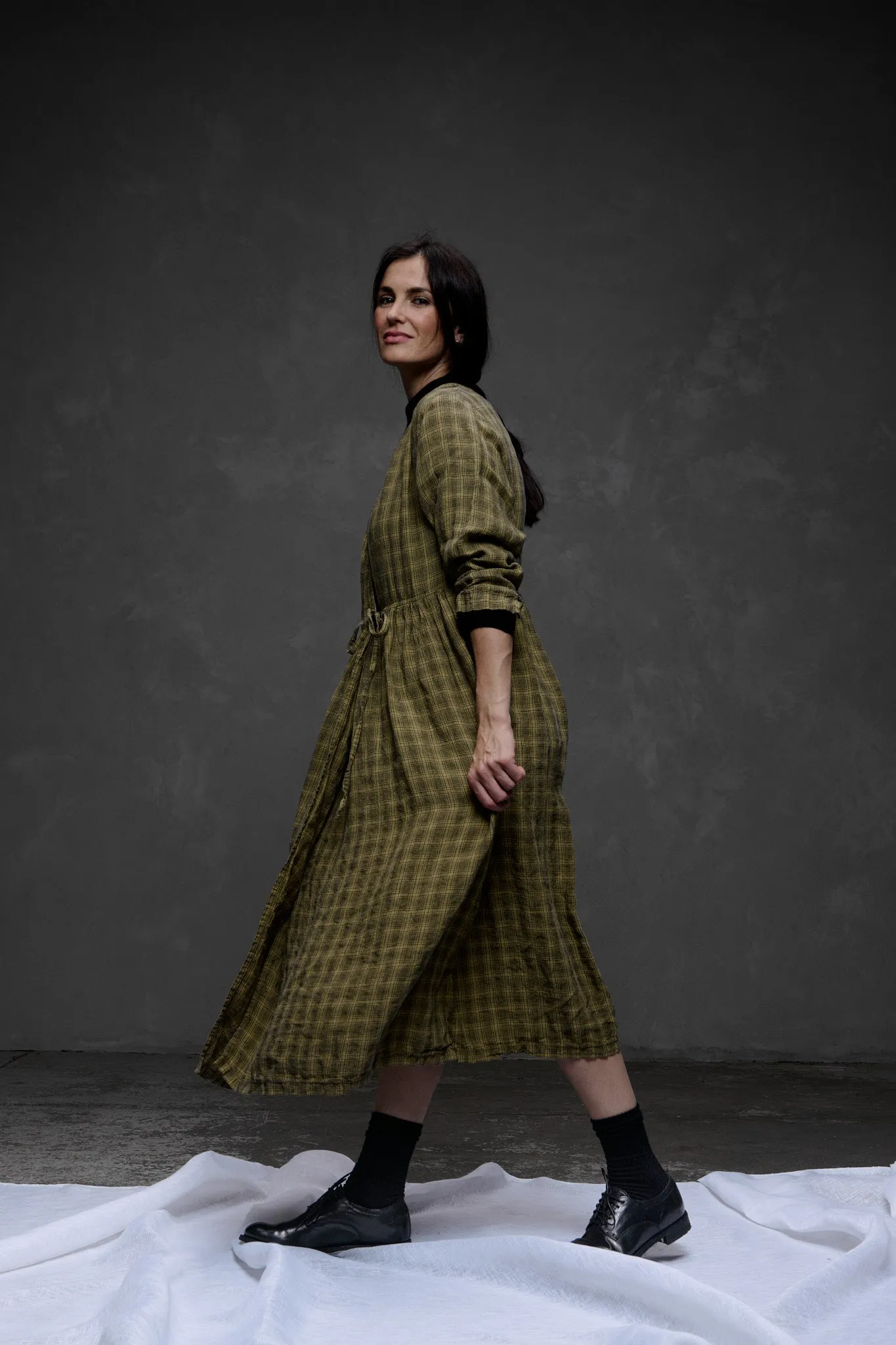 Metta - Amelie Wrap Dress - Textured Linen Check