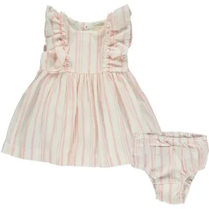 Michelle Ruffle Dress - Pink Stripe