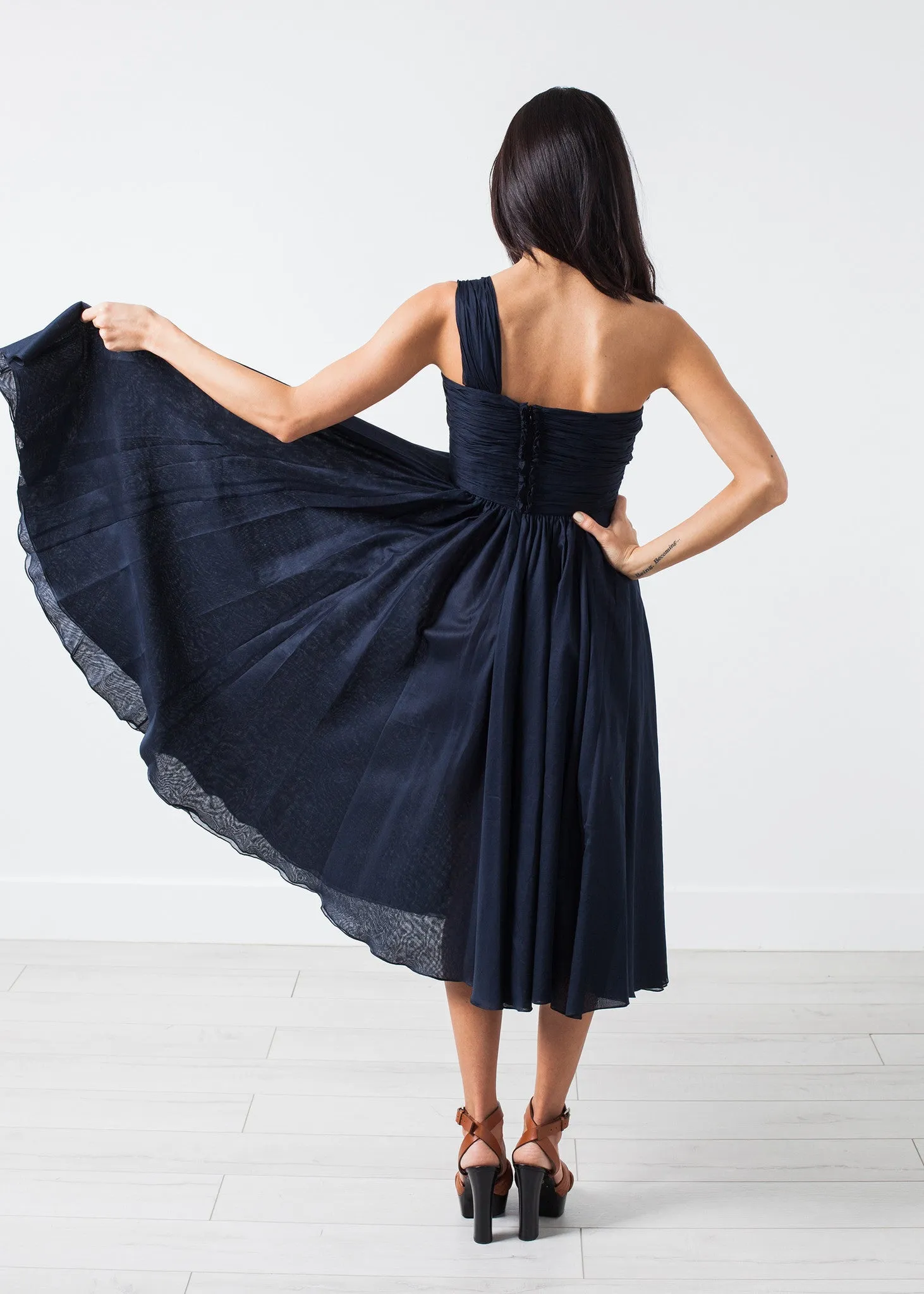 One Shoulder Dress in Navy - A Stylish and Fashionable Choice