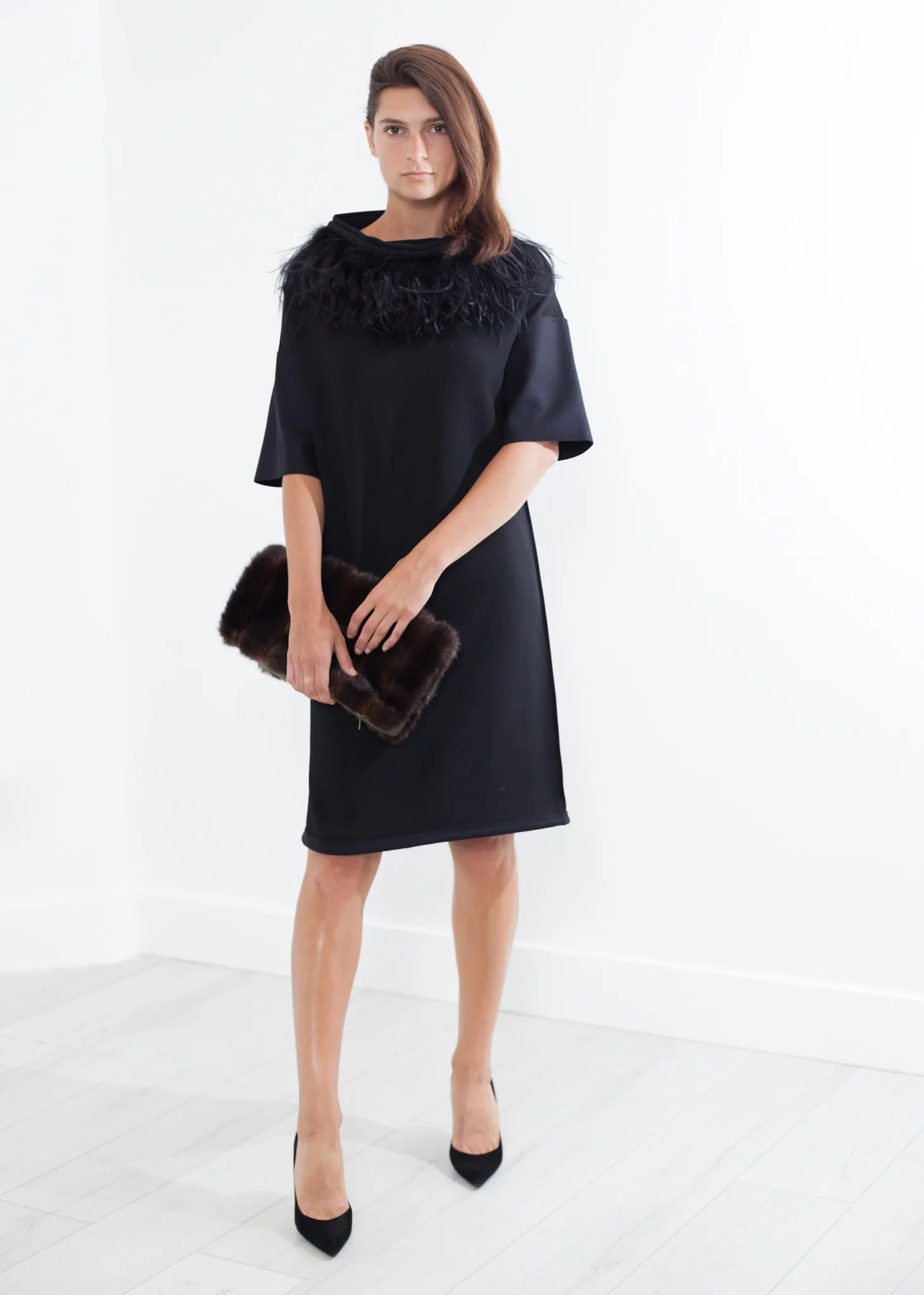 Ostrich Plume Dress in Black - A Stylish and Fashionable Choice