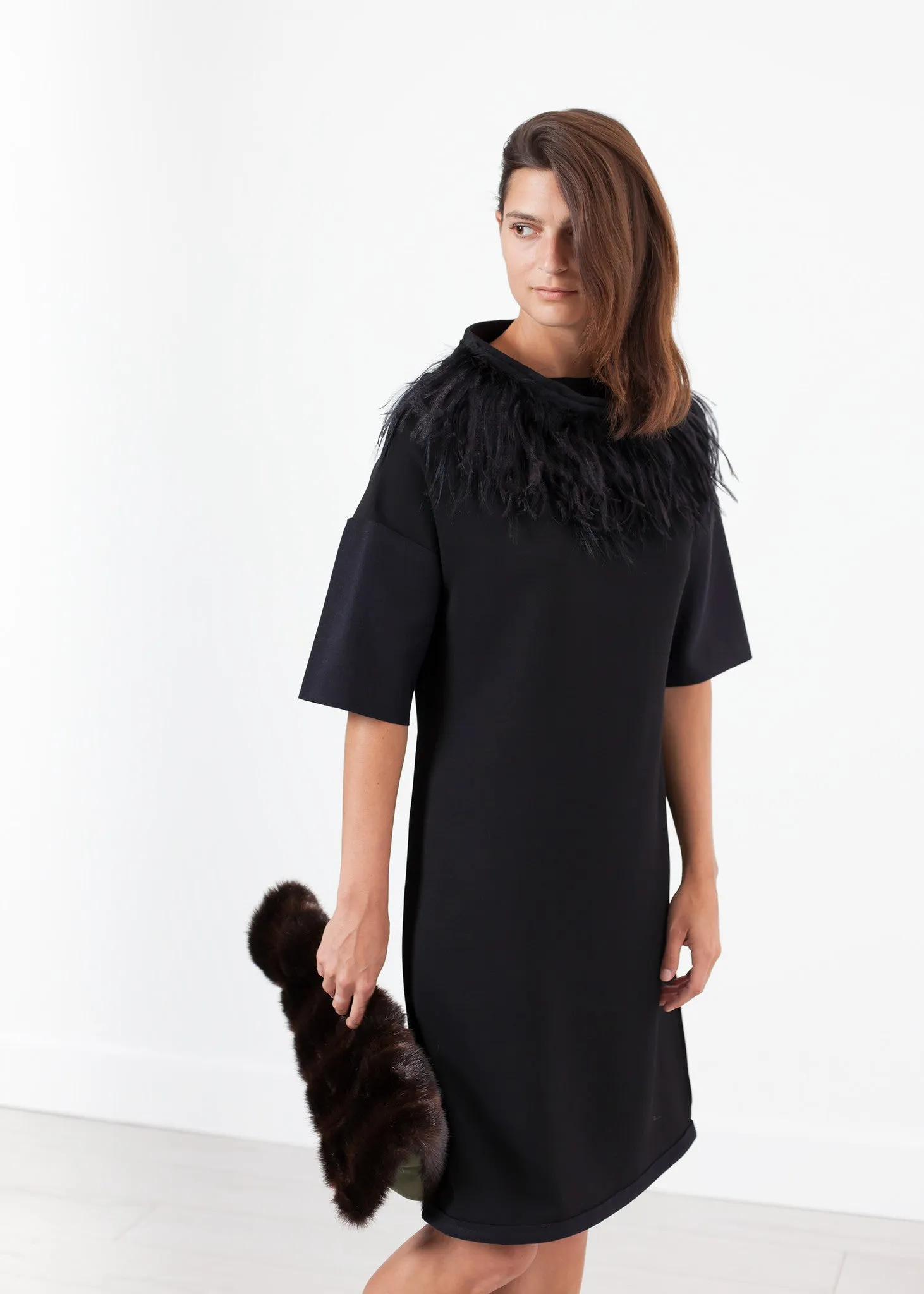 Ostrich Plume Dress in Black - A Stylish and Fashionable Choice