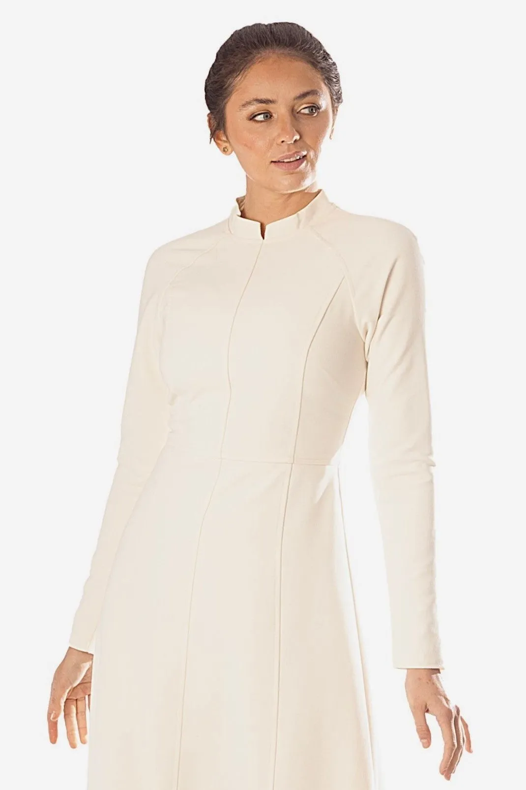 Paneled A-Line Midi Dress