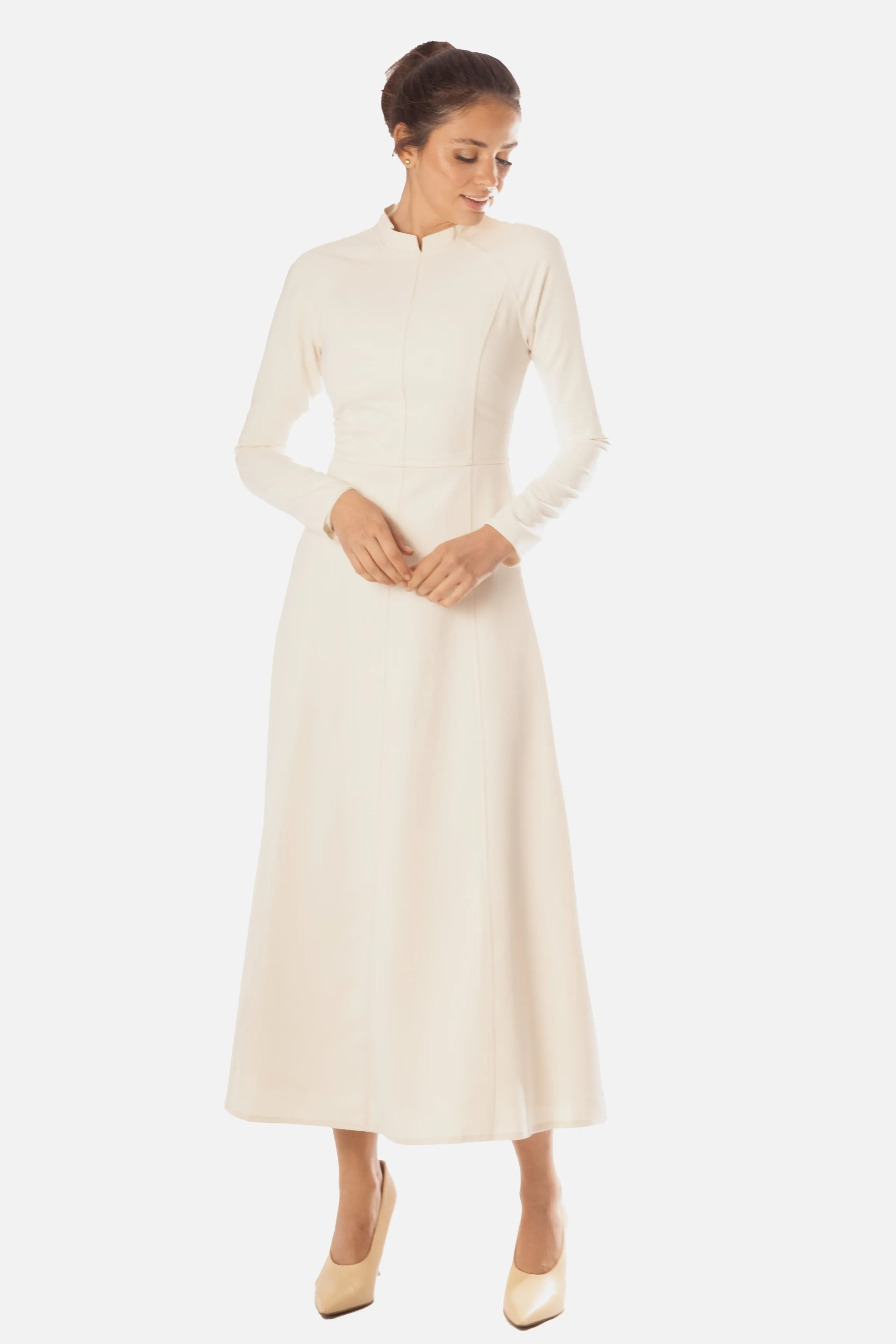 Paneled A-Line Midi Dress