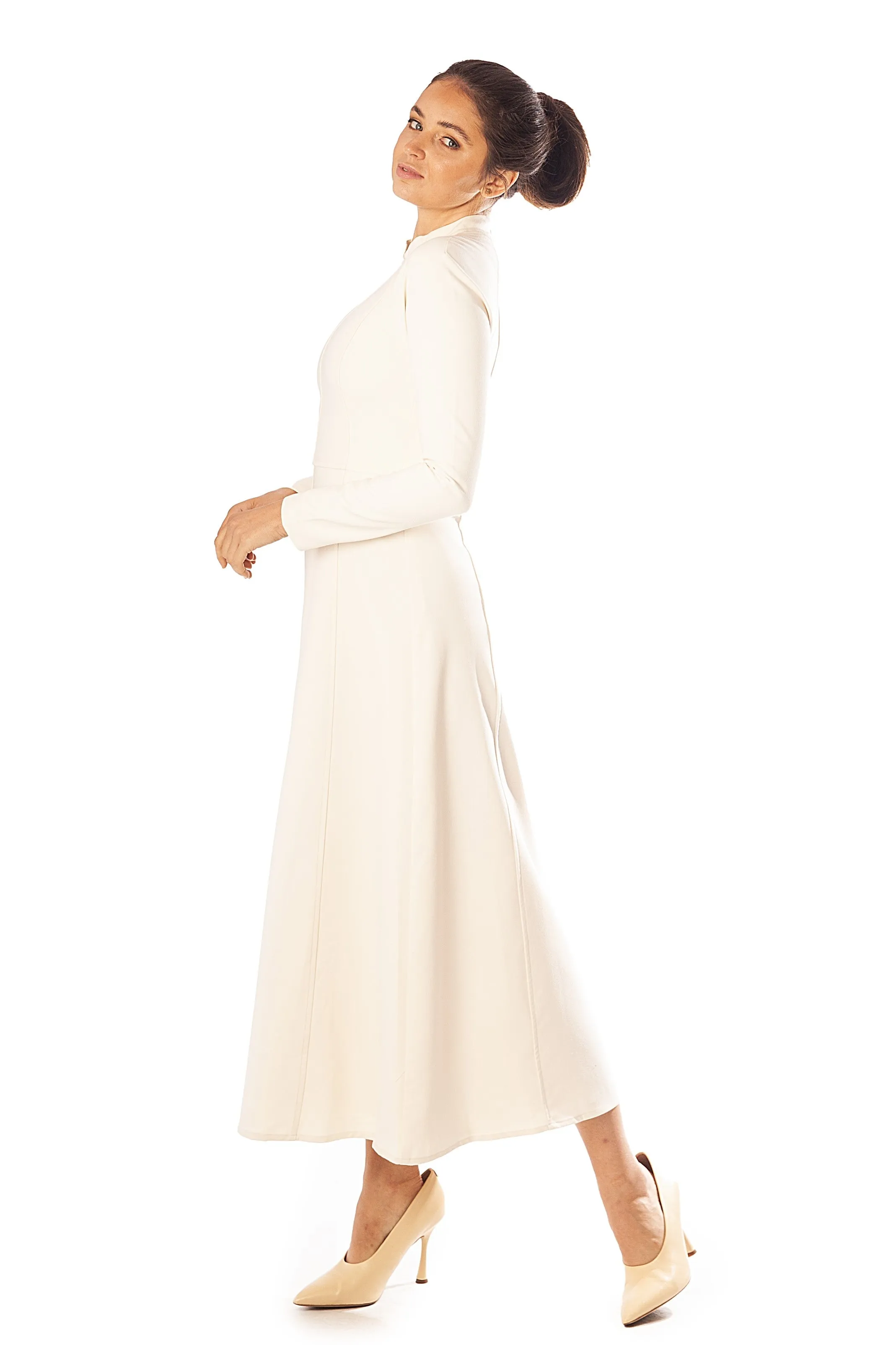 Paneled A-Line Midi Dress