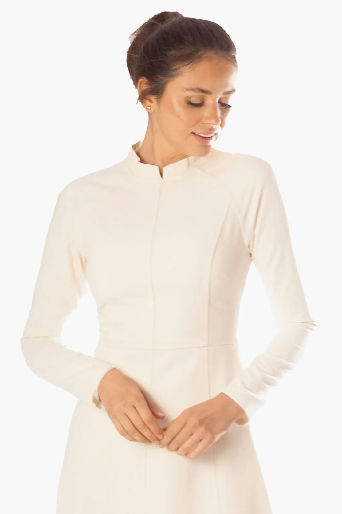 Paneled A-Line Midi Dress