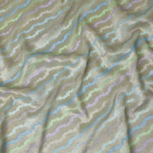 Pastel Hued Tussar Silk Fabric with Iridescent Sheen, 110cm Width - Ethereal Textile from India-D17921