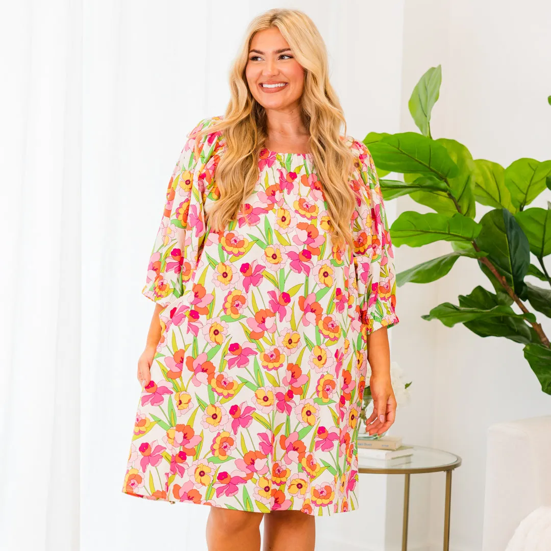 Photo Worthy Dress, White Multi
