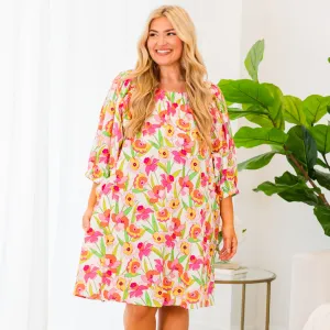 Photo Worthy Dress, White Multi