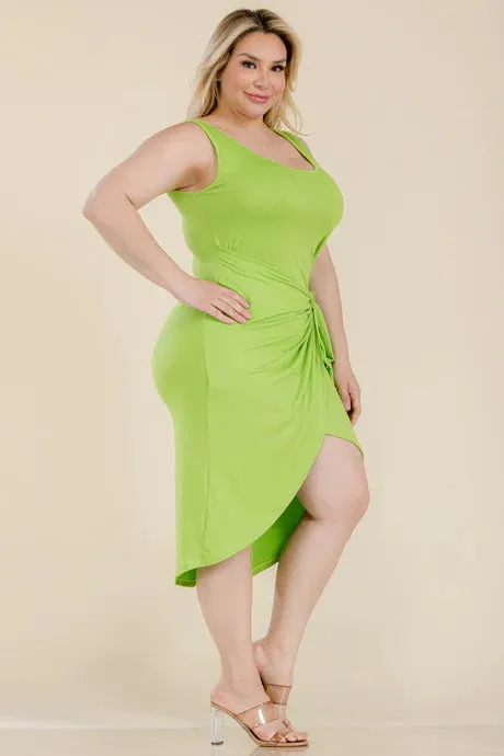 Plus Size Solid Wrap Front Midi Dress | Flattering and Stylish