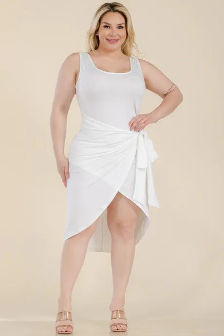 Plus Size Solid Wrap Front Midi Dress | Flattering and Stylish