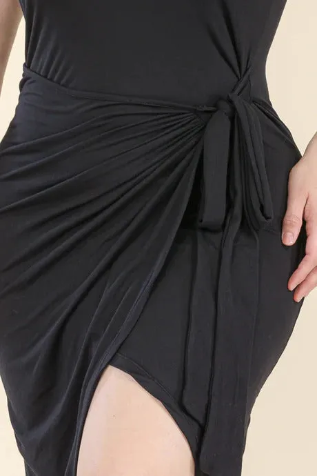 Plus Size Solid Wrap Front Midi Dress | Flattering and Stylish