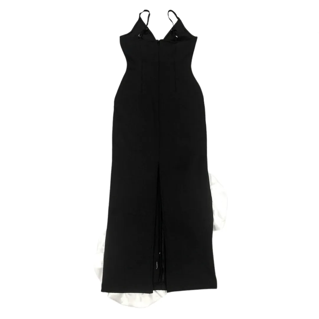 Pre Order:  3D White Flower Deep V-Neck Bandage Dress