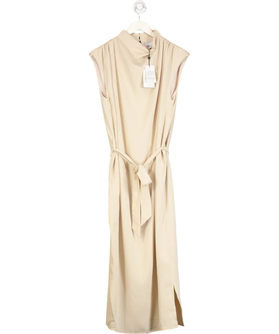 PRETTY LAVISH Beige Farrah Belted Midi Dress UK S/M